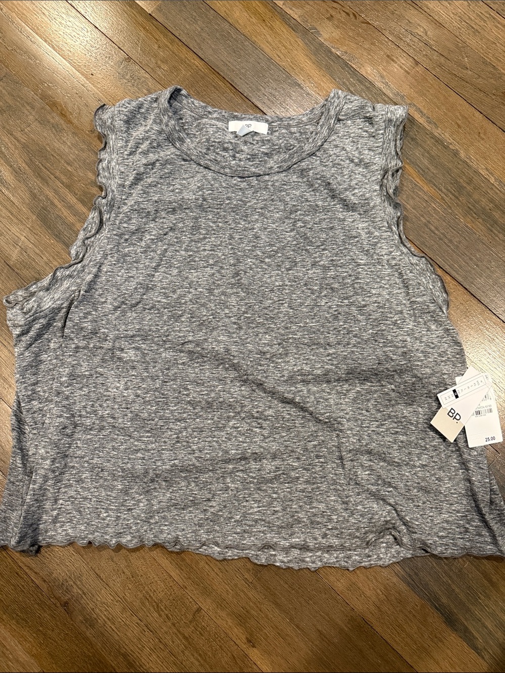 bp Gray Heather Ruffle-Edge Sleeveless Tank